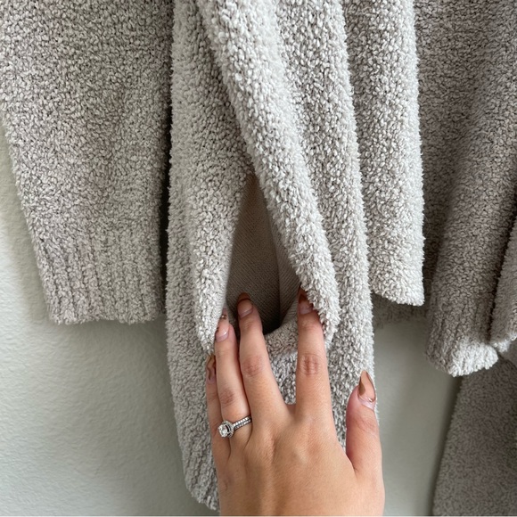 UGG Tan Grey Driftwood Cozy Fluffy Phoebe Open Drape Wrap Cardigan Sweater - Picture 7 of 14